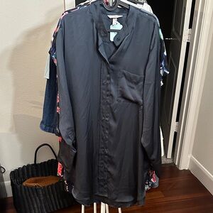 H&M Dark Gray Button-Up Shirt Jacket